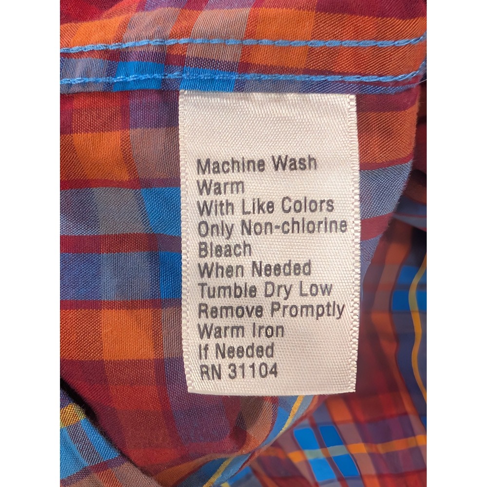 Saddlebred XXL Red Plaid Tailored Fit Long Sleeve Button Down Mens‎ Shirt - Picture 4 of 5
